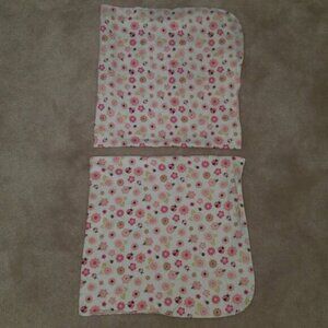 2 Tiddliwinks Pink Brown Flowers Ladybugs Receiving Blanket Lot Lovey Cotton